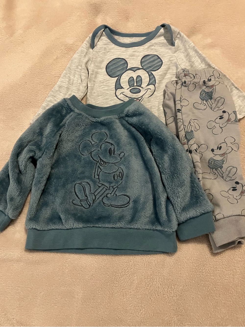 Disney Baby Mickey Mouse 3-Piece Outfit Set 9M Sweatshirt Bodysuit Pants
